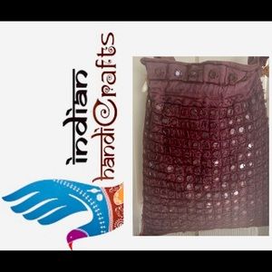 Glass Beaded Detail Burgundy Crossbody Tote * Boho * Hippie * Ethnic * Handmade